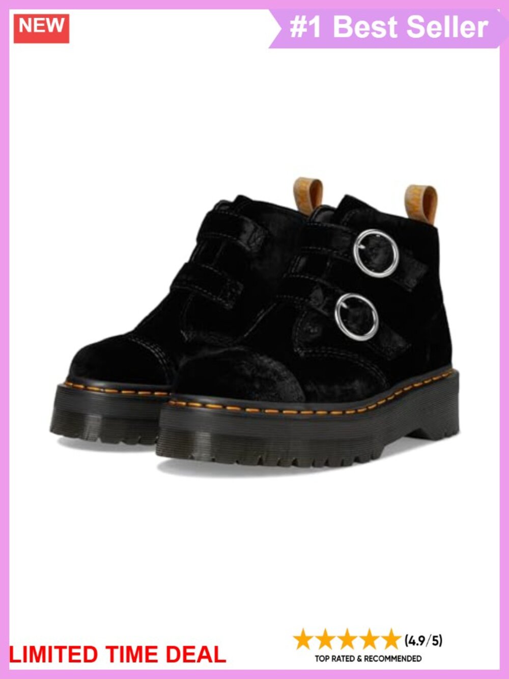 Vegan Velvet Platform Ankle Boots Round Toe Casual